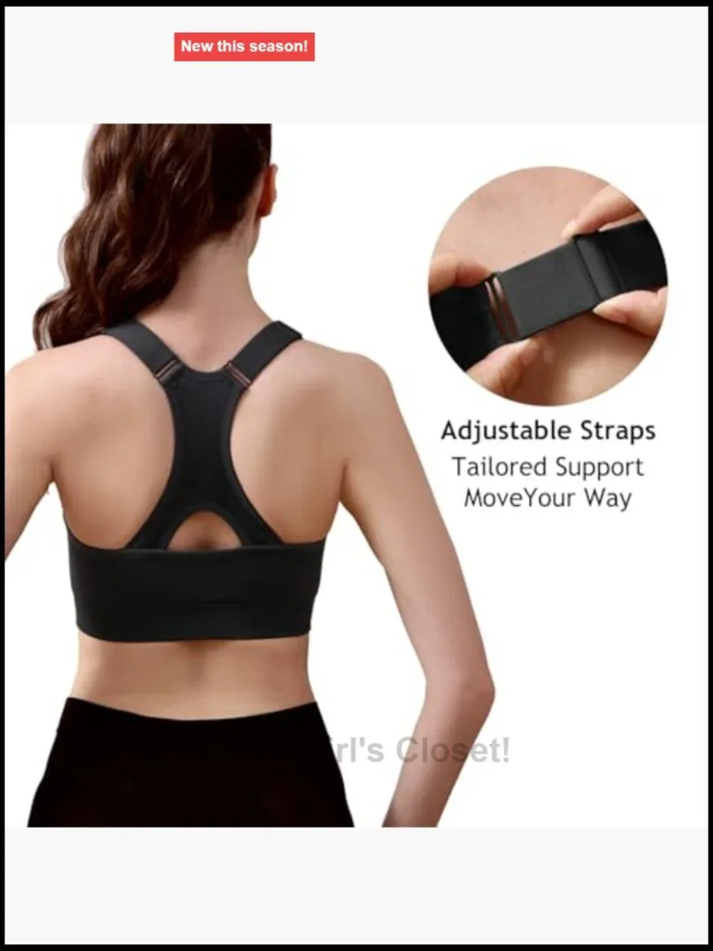 Women's Adjustable Racerback Sports Bra Pack Medium Impact Wirefree Full